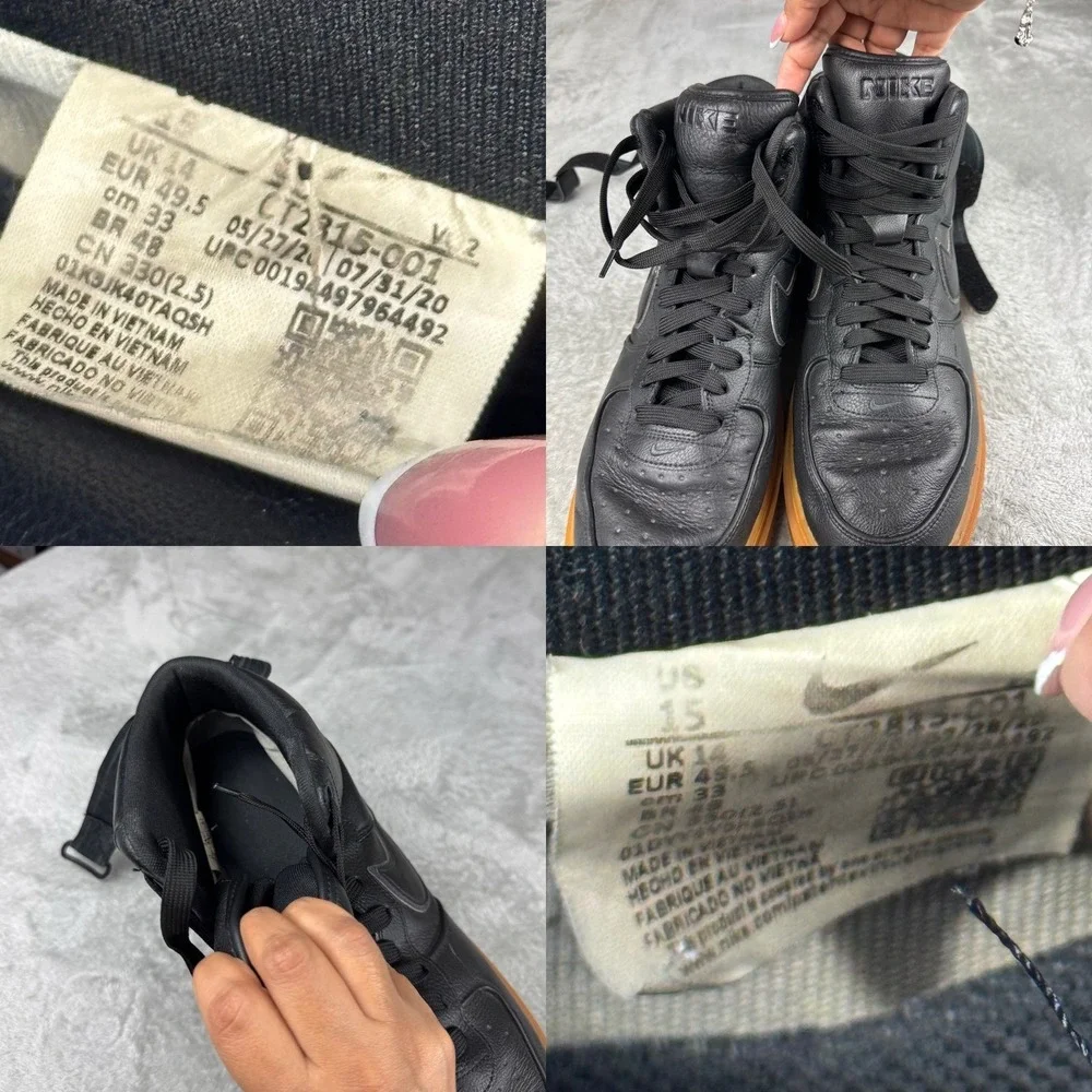 Nike Air Force 1 High Gore-Tex Black Gum CT2815-001 Men's Size 15 Waterproof